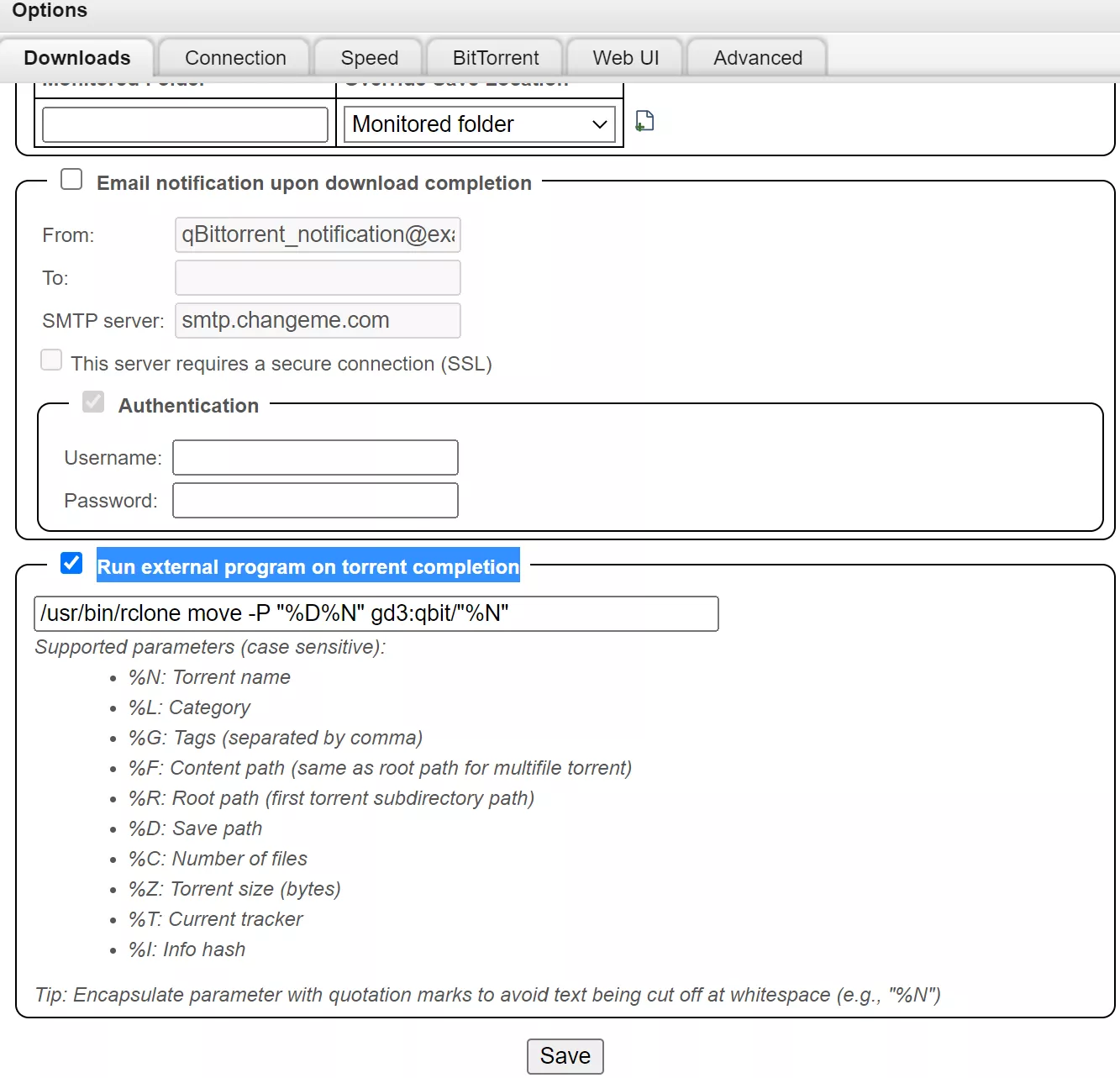 qbittorrent下载种子完成后rclone自动上传 并自动删种